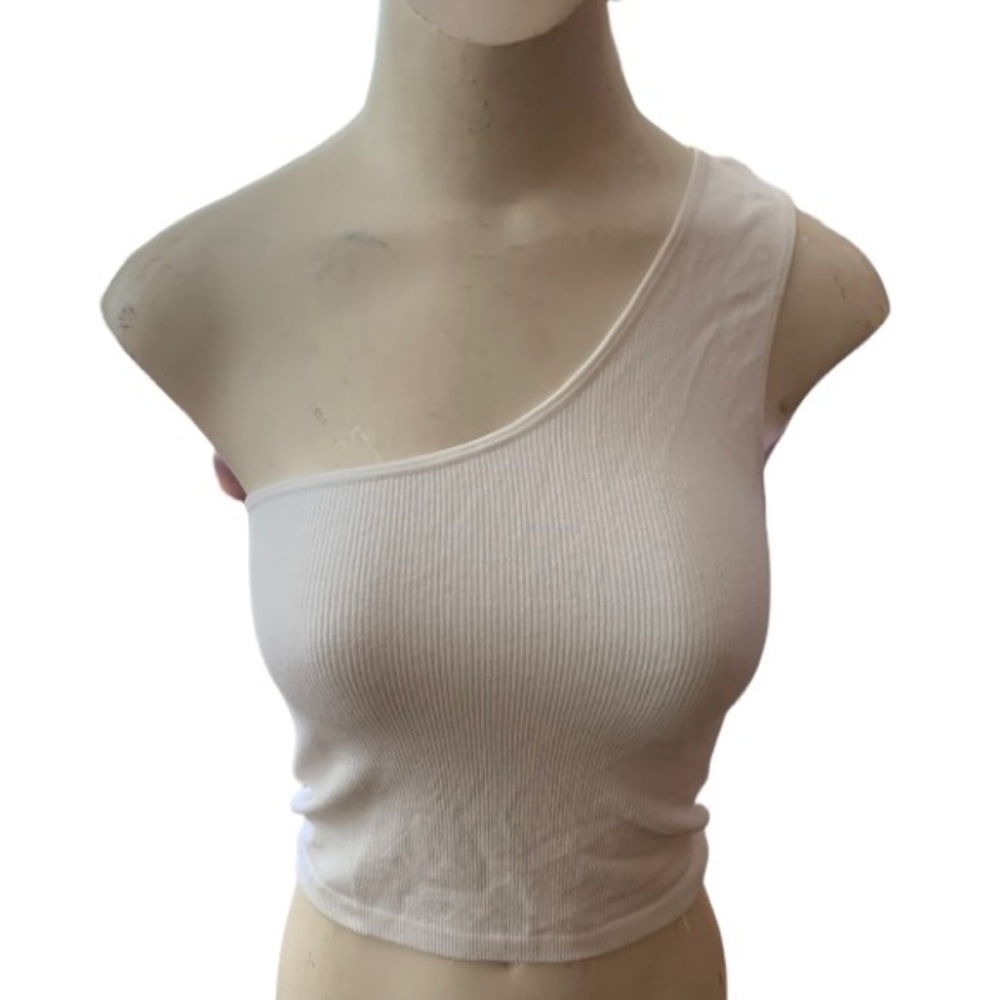 One Shoulder White Crop Top